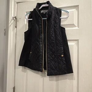 Marc Anthony Black Quilted Vest with Gold Accents